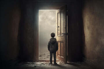 Obraz premium Dreamlike people, art of creative darkness, complex reality behind the picture, Generative AI