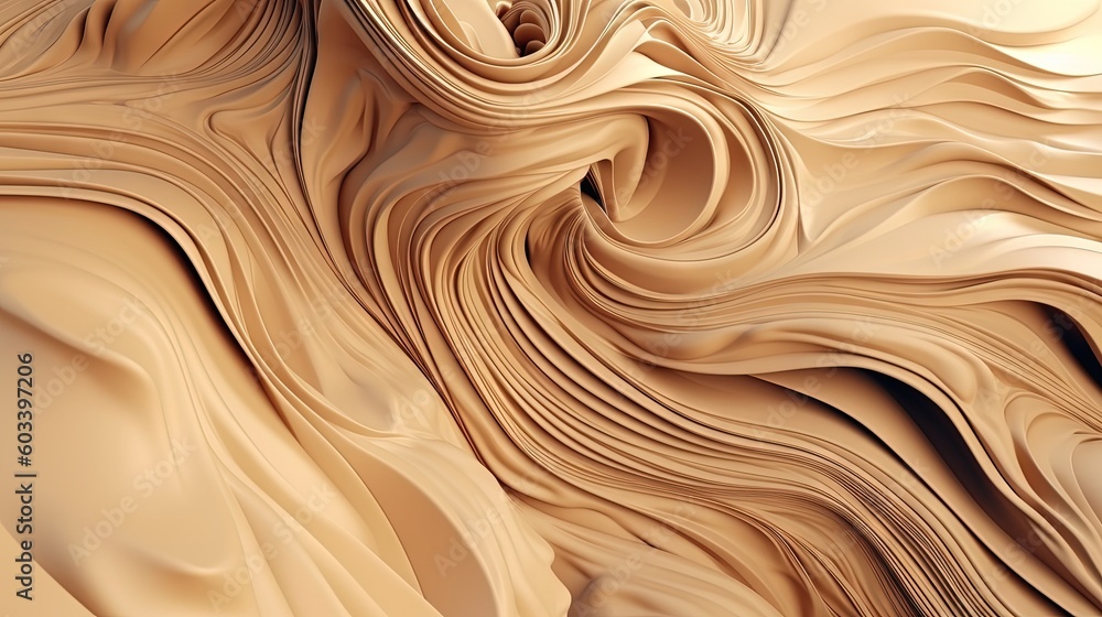 Poster an abstract image of a wavy surface with a brown background. generative ai