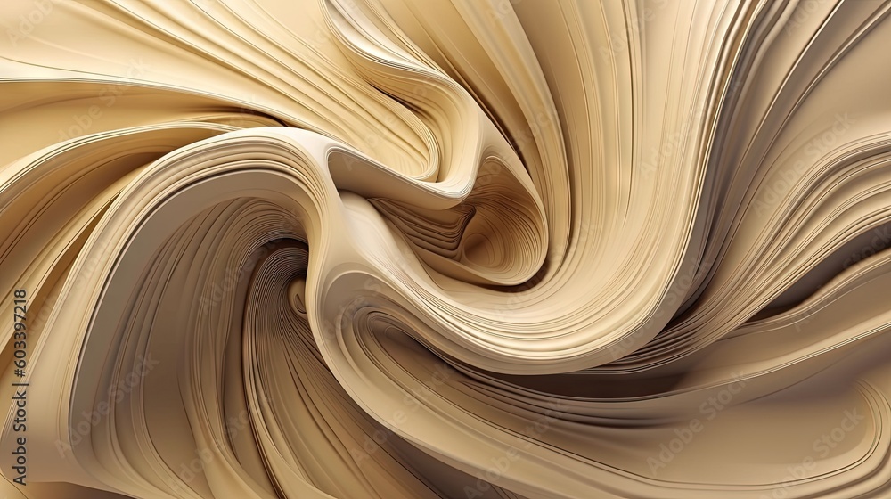 Poster an abstract image of a swirl in beige and beige tones. generative ai