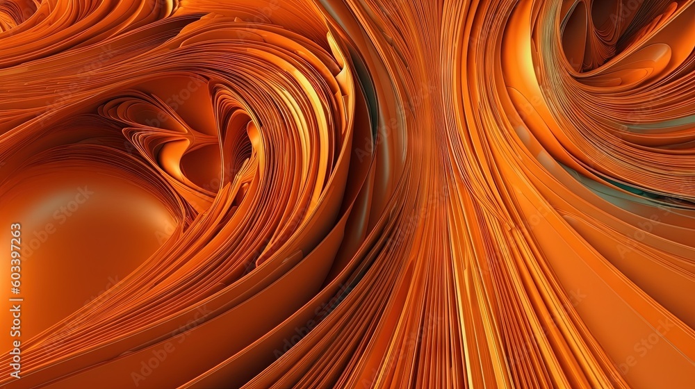 Poster an abstract orange background with a curved design in the center. generative ai