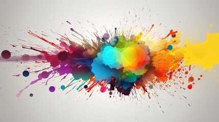  a multicolored explosion of paint on a white background.  generative ai