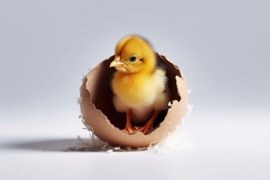 Little baby chick hatching out of his egg, Generative AI