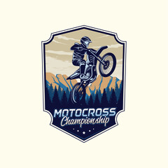 Motocross logo vector. Motocross Jump Illustration Logo Inspiration Vector
