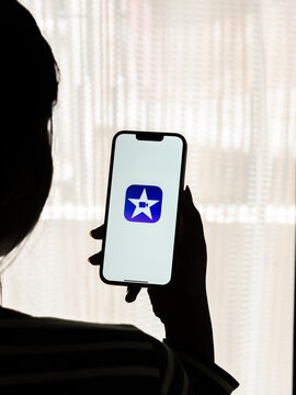Assam, india - March 30, 2021 : iMovie logo on phone screen stock image.
