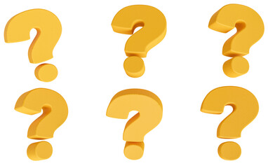 Question mark, yellow colored line pattern question mark.Png questionmark. 3D illustration.