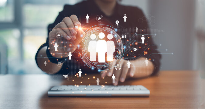 Recruitment Team Staff for management Business concept. Human resources management recruitment employment headhunting. Relationship Management, with a global structure of Human Resources.