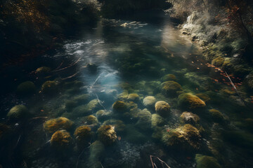 Fototapeta na wymiar Freshwater landscape. Generative AI