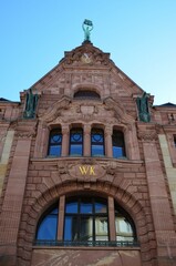 Wiesbaden, Germany - 09.30.2018: facade of old beautiful historic apartment house in Wiesbaden