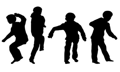 Strange pose of boys silhouettes