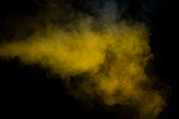 Blue and yellow steam on a black background.
