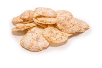 Rice chips isolated on white background.