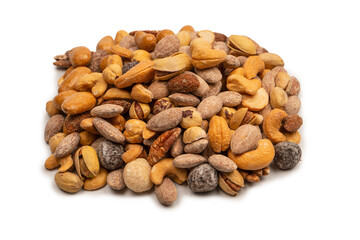 A group of almonds, pistachios, walnuts, macadamia, cashews.