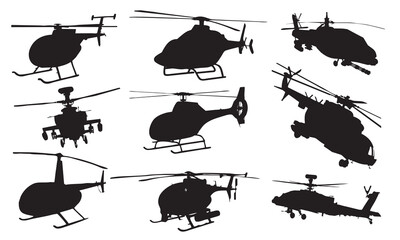 Helicopter silhouette white background