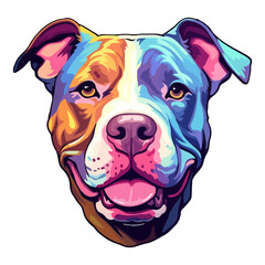Colorful American pit bull Dog, American pit bull Portrait, Dog Sticker Clip art, Dog Lover design