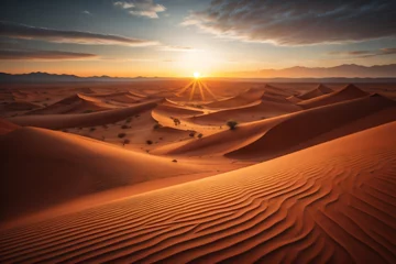 Foto op Canvas View of sand dunes in Gobi Desert during sunset. Sand dunes at gobi desert , Mongolia. Generative AI © Khalil