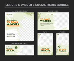 World wildlife day and Leisure flyer social media post cover banner stories design template