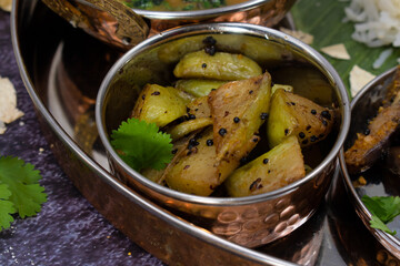 Indian vegan quash curry, close up