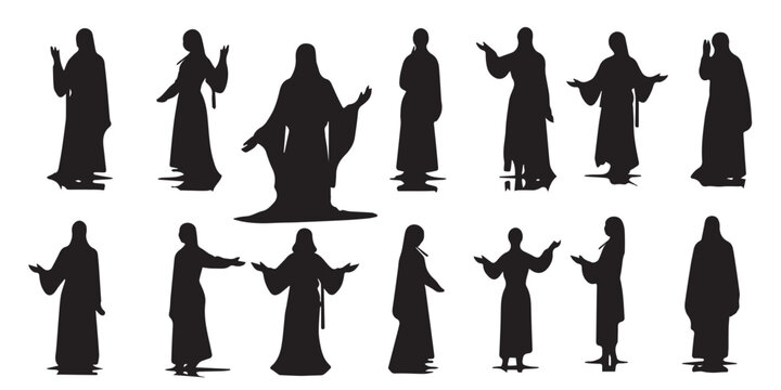 A set of silhouettes of the holy family vector illustration.