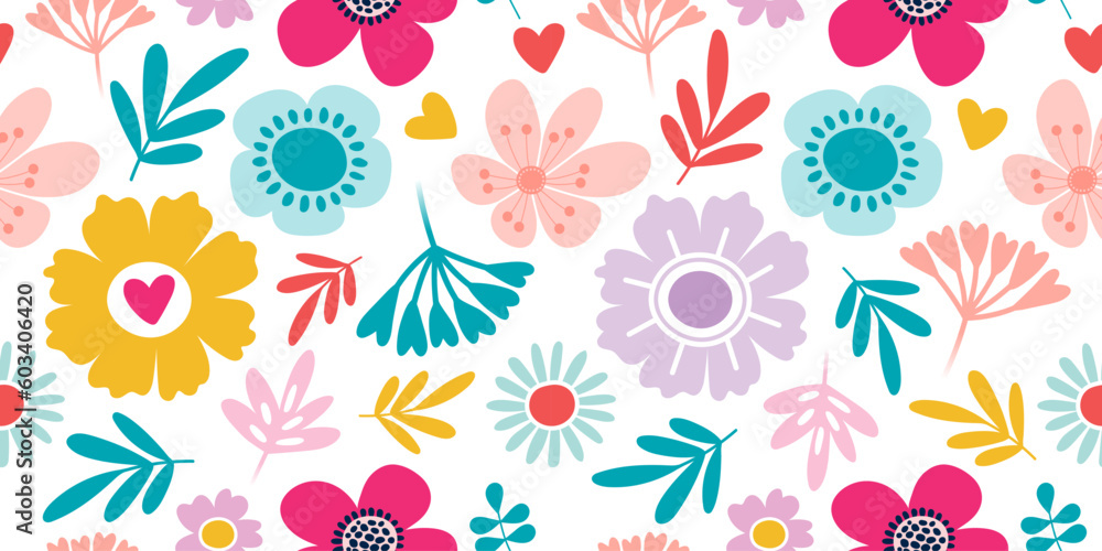 Aufkleber set of two abstract simple seamless pattern with flowers. the two texture module are different, but 