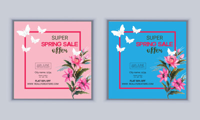 Super spring sale design vector template