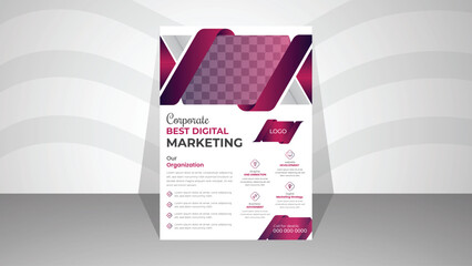 Corporate Best business A4 flyer design template for print.creative colorful business flyer template design set, abstract business flyer, vector template design or business poster template design