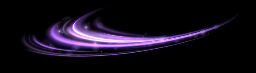 Light purple glowing effect. Glowing white speed lines. Abstract traffic lines on the road. Light dust trail wave, fire path trace line, car headlights, optical fiber and filament curve swirl png.