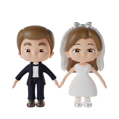 Wedding couple cartoon 3d Illustration
