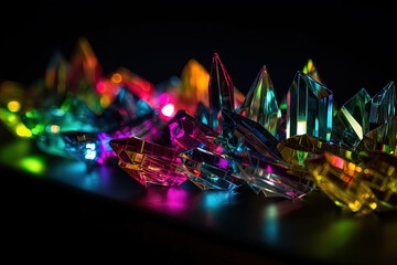 Obraz na płótnie Canvas Neon ice crystals as abstract 3d geometry illustration. Generative ai