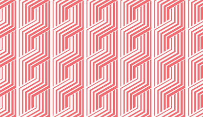 Abstract geometric pattern with stripes, lines. Seamless vector background. White and pink ornament. Simple lattice graphic design