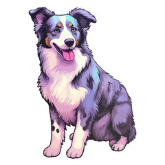 Colorful Border collie Dog, Border collie Portrait, Dog Sticker Clip art, Dog Lover design