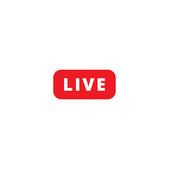 Red live stream button or vector icon .