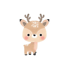 Cute deer animal watercolor style on a white background llustration vector