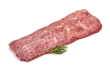 Raw Veal meat, isolated on white background.