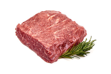 Raw Veal meat, isolated on white background.