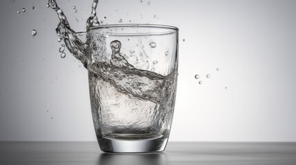  a glass of water with water splashing out of it.  generative ai