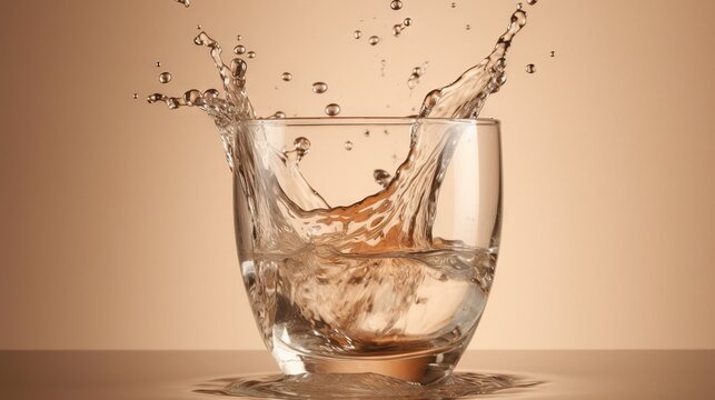  a glass of water with a splash of water on top of it.  generative ai