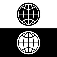 black and white globe icon
