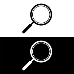 black and white magnifying icon