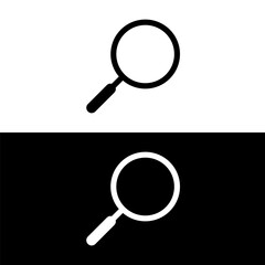 black and white magnifying icon