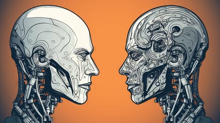  a couple of people that are facing each other with their heads together.  generative ai