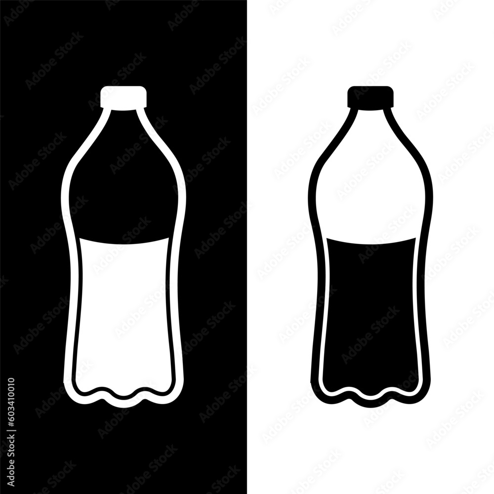 Wall mural black and white water bottle icon