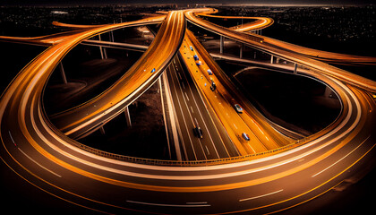 Expressway top view, Road traffic an important infrastructure Generative AI