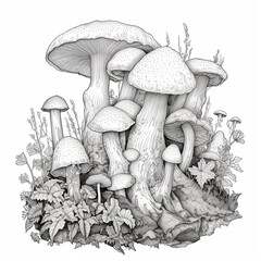 Difers mushrooms grow on the stump and around next to w 