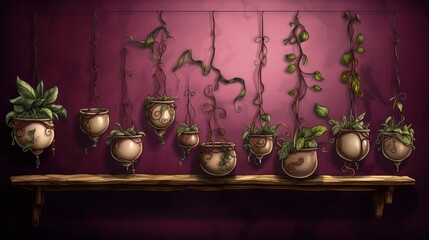  a painting of a bunch of vases on a table.  generative ai