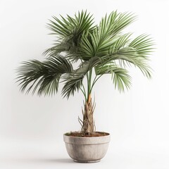 Palm tree in a pot on a white background