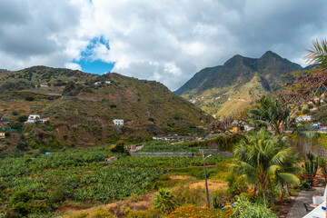 View of the valley in the village of Hermigua in the north of La Gomera, Canary Islands