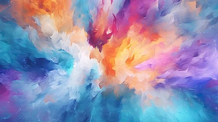 Photo sur Aluminium brossé Mélange de couleurs Colorful background, orange, blue, abstract art, explosive, high-speed synchronized. Generative AI