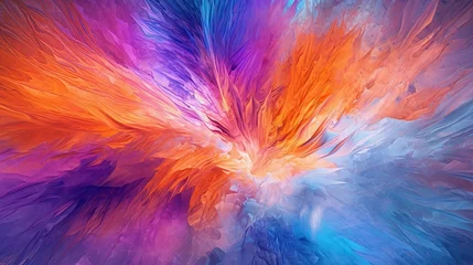 Poster Mélange de couleurs Colorful background, orange, blue, abstract art, explosive, high-speed synchronized. Generative AI