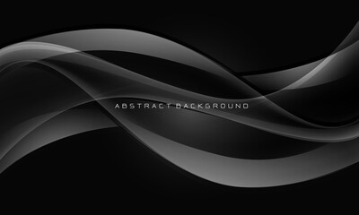 Fototapeta premium Abstract glass glossy line spiral curve wave motion on black design modern luxury futuristic technology creative background vector
