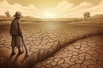 Devastating Drought Illustration. Generative AI